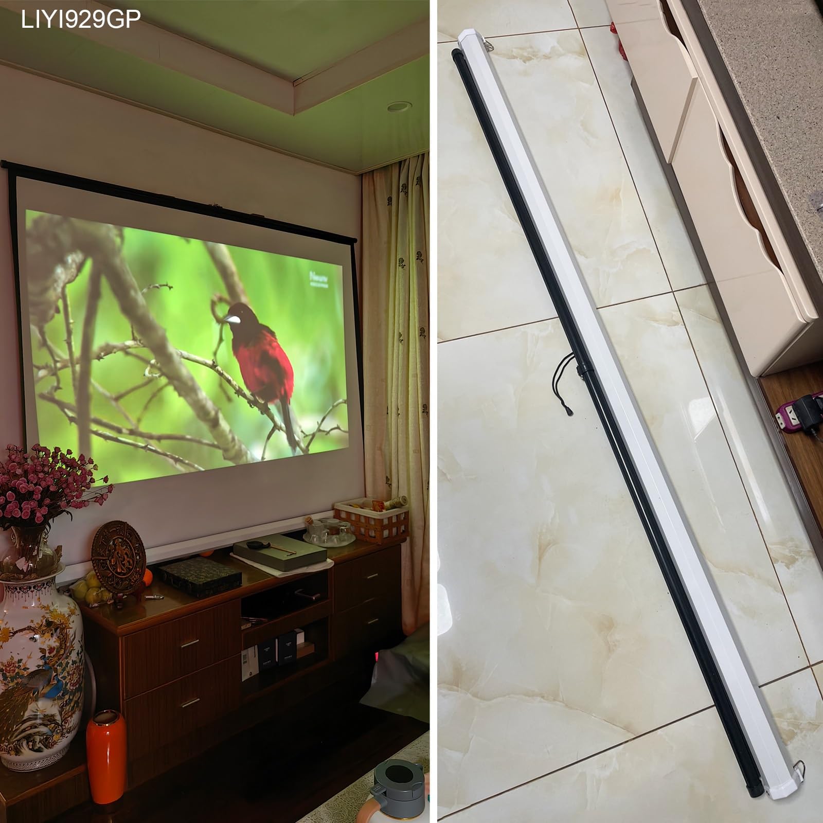 Manuale Telo Proiettore Avvolgibile - 60 72 Pollici Schermo Per Proiettore Universale 4:3 16:9 HD - Projector Screen W/Auto-Locking, Altezza Regolabile, Montato A Parete/soffitto(60inch 4:3)