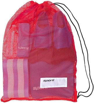 Swim Training Set Hand Paddles for Stroke Power + Quick-Dry Mesh Bag for Gear Storage Swimmers  Black - Red