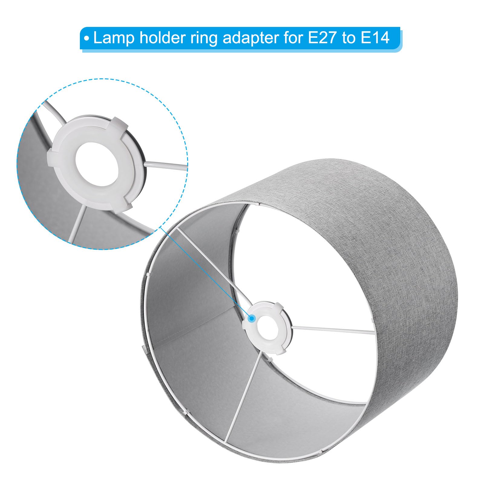 PATIKIL Anelli Adattatori Per Portalampada E27 A E14 - Set Da 8 Pezzi In PP Bianco - Convertitore Per Paralume - 2