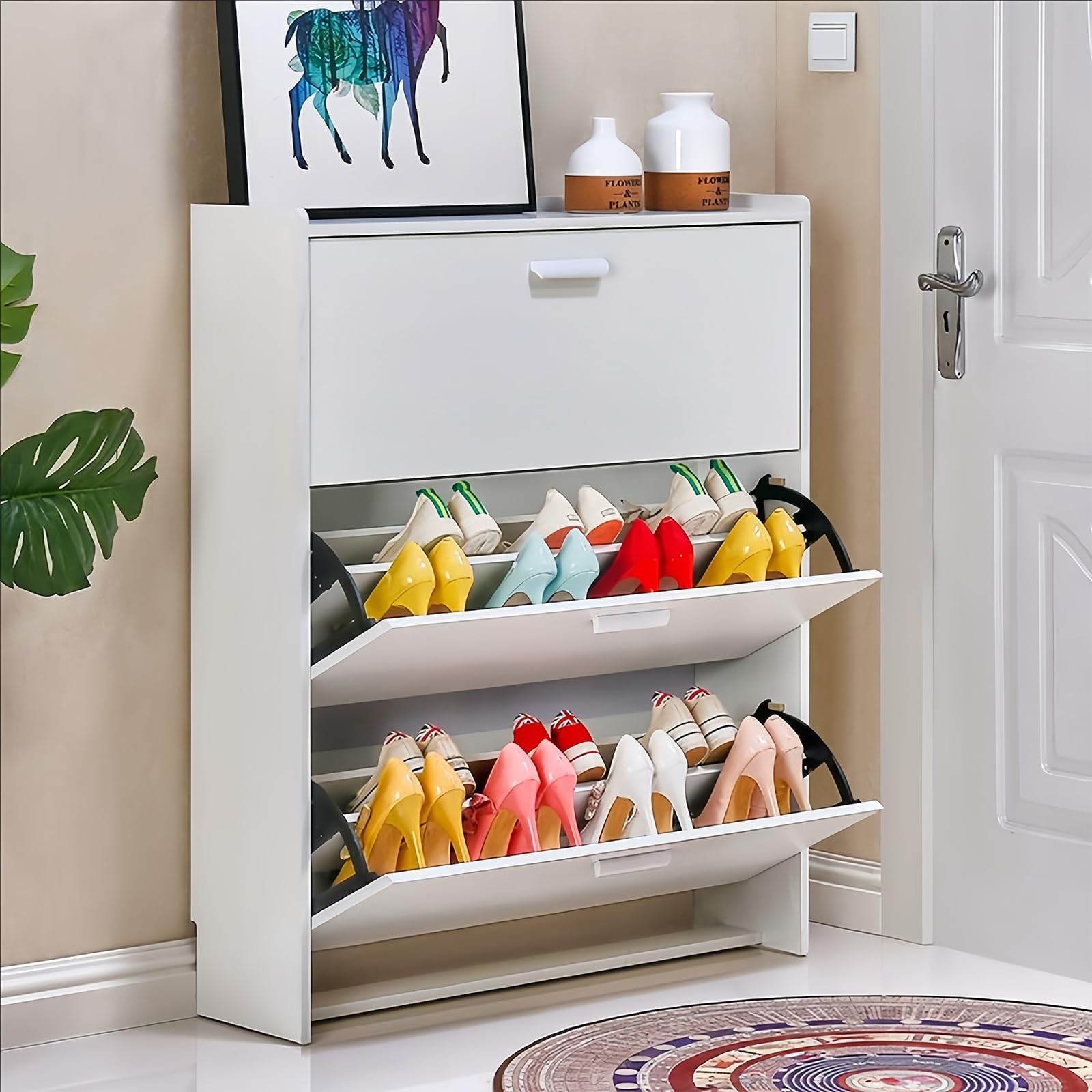 Amazon｜NODIBRO シューズボックス 大容量 収納性 頑丈 3段省スペース