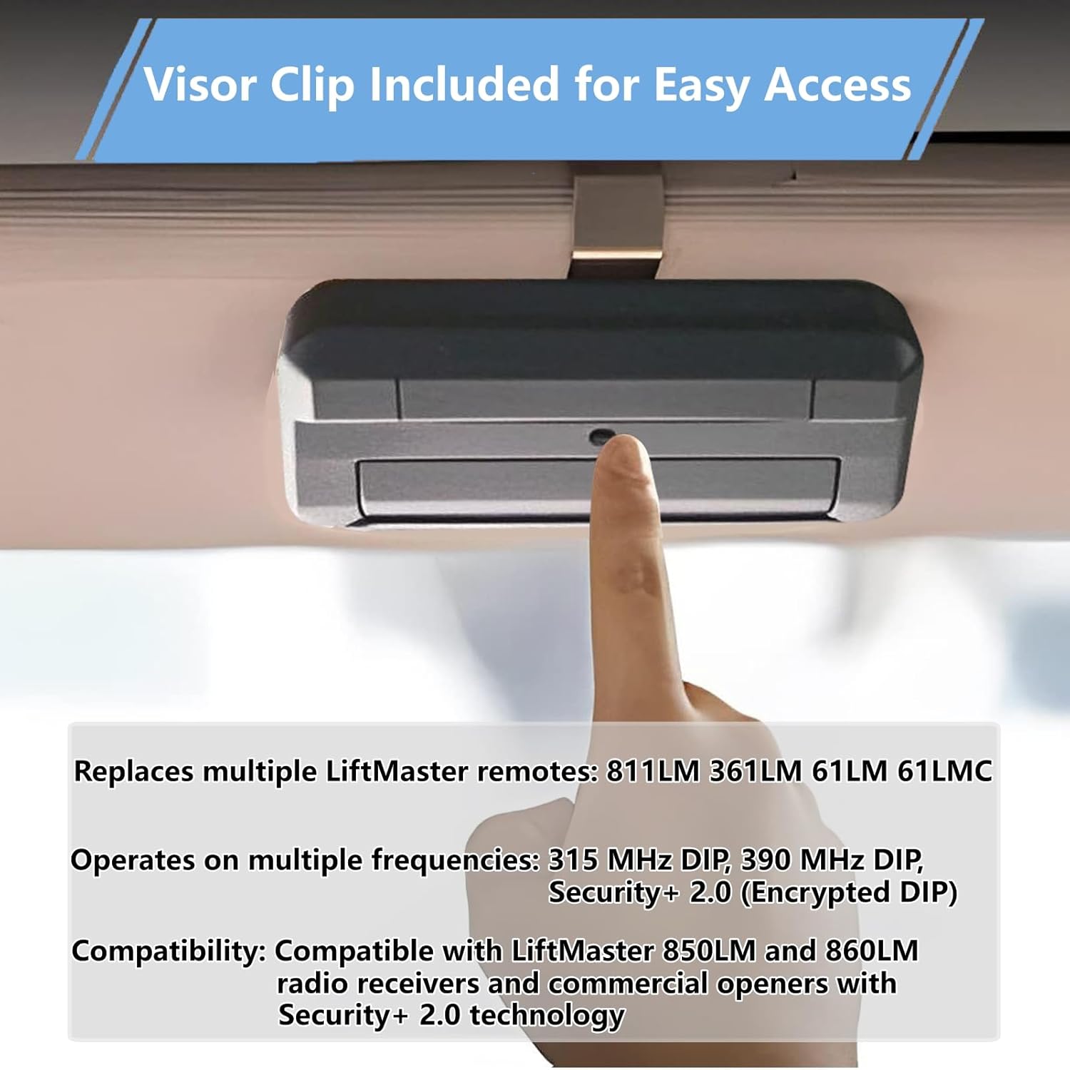 Gate Opener Remote for Liftmaster 811LM 811LMX, Compatible with Liftmaster Gate Opener and 850LM 860LM Receiver, Security+ 2.0, 12 Dip Switch, Replaces 811LM 361LM 61LM 61LMC, 4 Pack
