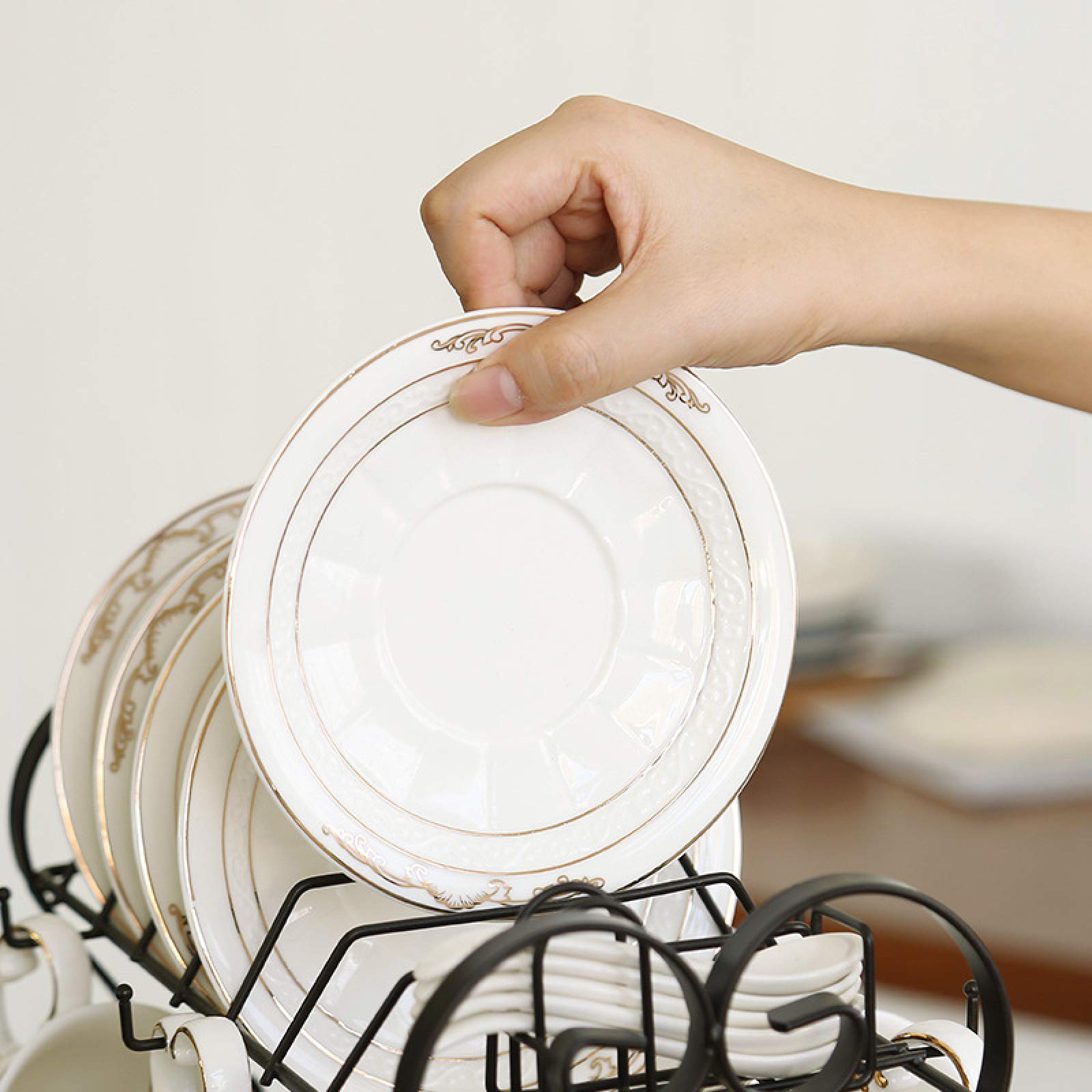 zestaw do herbaty, Zestaw porcelanowych filiżanek do herbaty Zestawy filiżanki kawy ze spodkiem podwieczorku Serwisowy zestaw upominkowy Chińska filiżanka z podstawką Cukiernica i dzbanek śmietanki