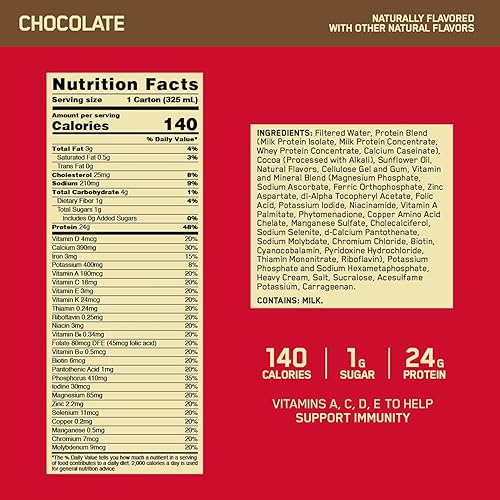 Vista 13 de Optimum Nutrition Gold Standard - Batido de proteínas de 0.99 onzas de proteína, listo para beber, sin gluten, vitamina C para apoyo inmunológico