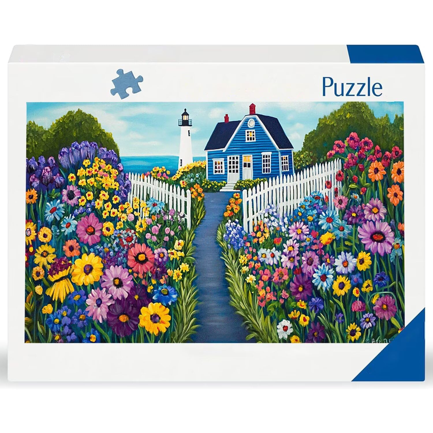 Puzzle dla dorosłych 1100 sztuk, puzzle wiosenne domki, trudne, wymagające, puzzle idealnie pasują, napis na plecach, prezent dla seniorów (87x42cm) v-121