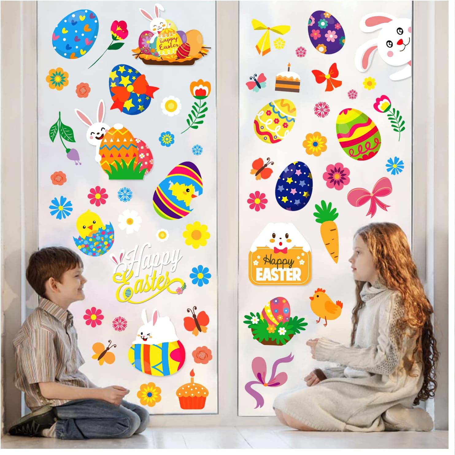 Partywind 150 Styles Easter Window Clings for Kids, Easter