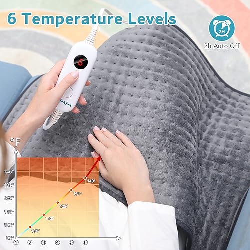 Miniatura 2 de OKK Almohadilla térmica para aliviar el dolor de espalda, 33 x 17 pulgadas, almohadillas térmicas eléctricas para calambres cuello hombros,