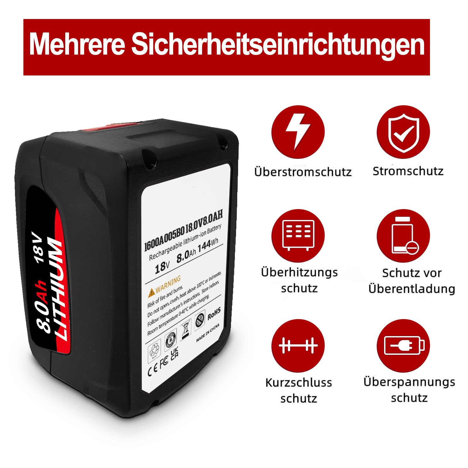 2 Stück 8000mAh Ersatzakku für Bosch akku 18V PBA,Kompatibel mit 18V Green Werkzeugen Haus und Garden18V System, Ersatz für Gardena18V (8.0-2 Packs)