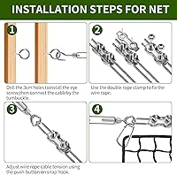 Vista 5 de NQB Red de práctica de golf con kit de acero para colgar y cuerda de nailon, red de golpeo para múltiples deportes
