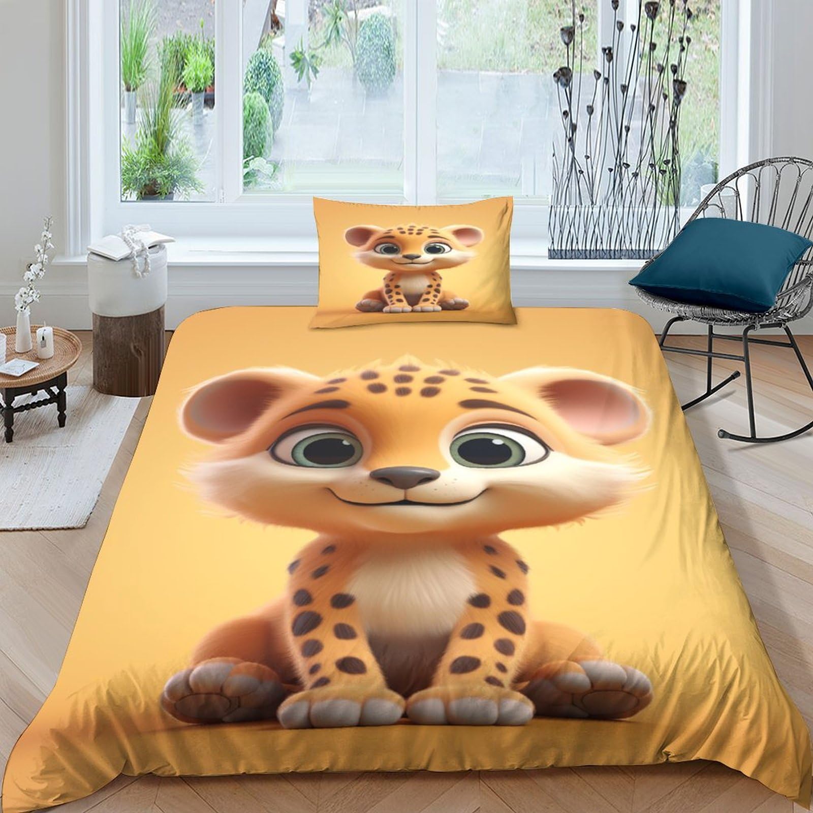 Parure de lit léopard 3D anti-transpiration en microfibre douce avec housse de couette