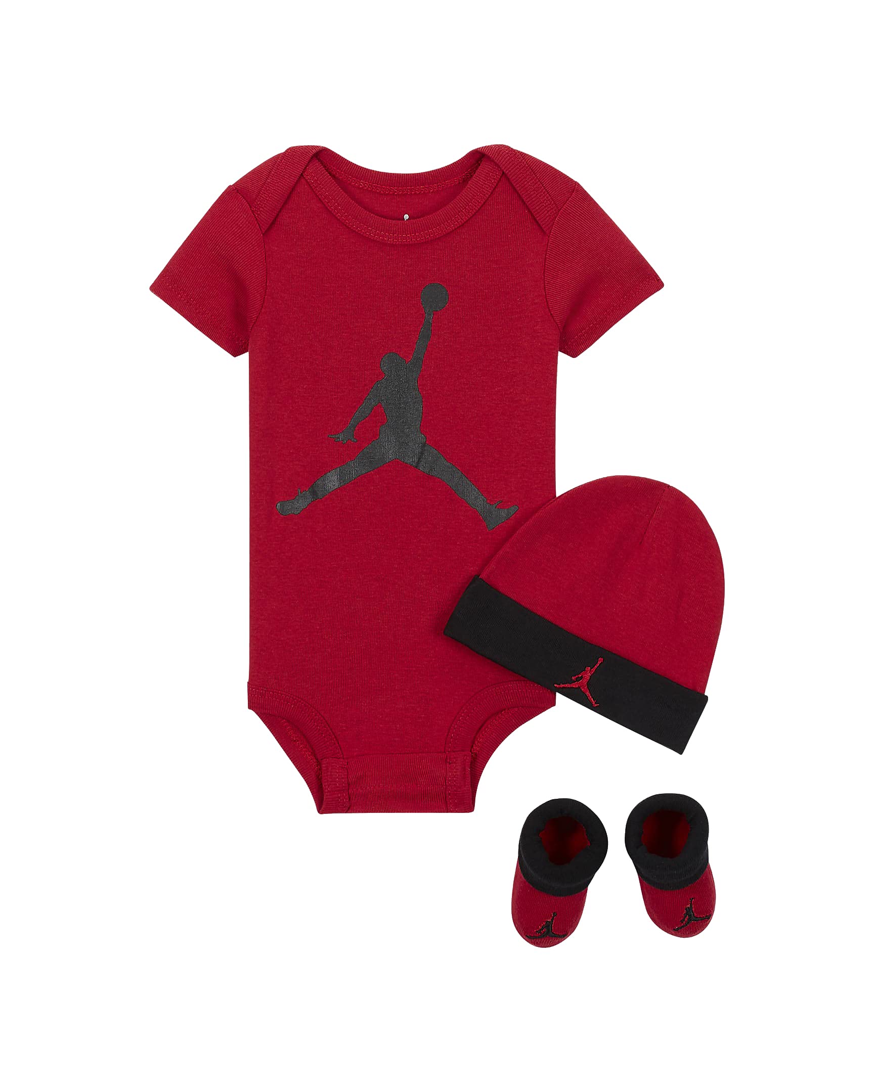 Jordan Jumpman Baby Bodysuit, Beanie and Booties Set Size 6-12M (Gym Red)
