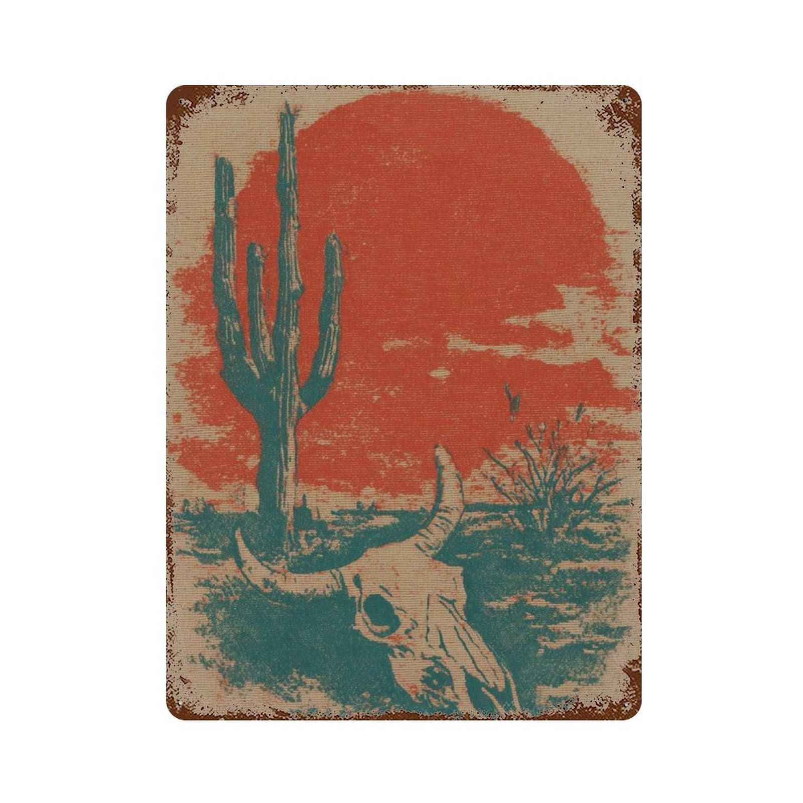 xiaoxiaoshen Desert Cactus Southwestern Wall Decor Art Metal Tin Poster Modern Home Decor Art Home Bar Shop Decorations Vintage Sign 40x30cm