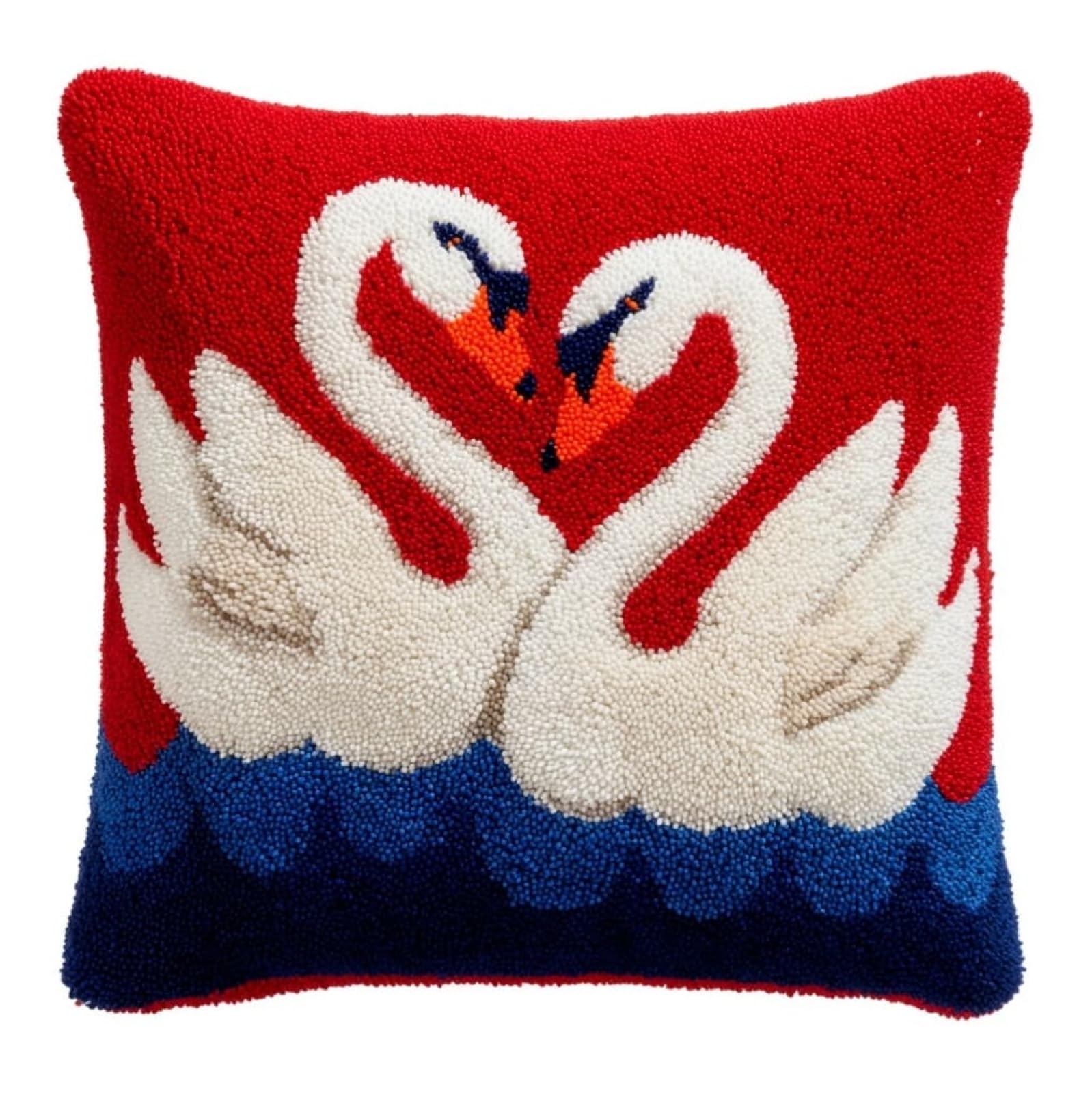 AxiangziK Beginners DIY Crochet Pillow Kit,Animals Swans Pre-Printed Pillowcase Hook and Latch Rug Kits 17X17 Inch Needlework Cushion Cover for Home Sofa Decoration
