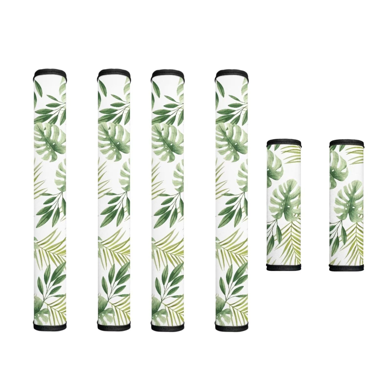 Refrigerator Door Handle Covers Set of 6 Universal Kitchen Appliance Decor Handle Protectors for Fridge, Microwave, Oven, Kitchen Cabinet, Dish Washer, Monstera Leaf Green