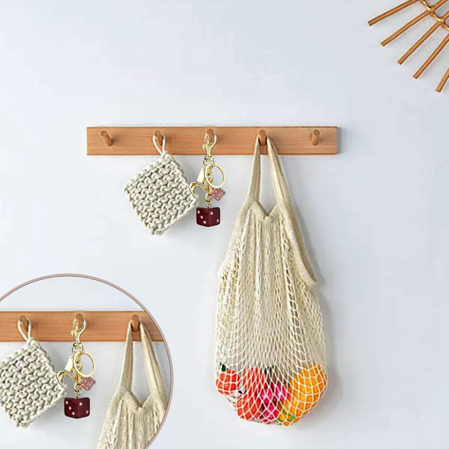 2 pack Dice Crystal Drip, Red Alloys Dice, Handbag Bag Pendant Key Chain, Crystal Women Fashion Charm, Valentine's Day Gifts for Him - Image 4