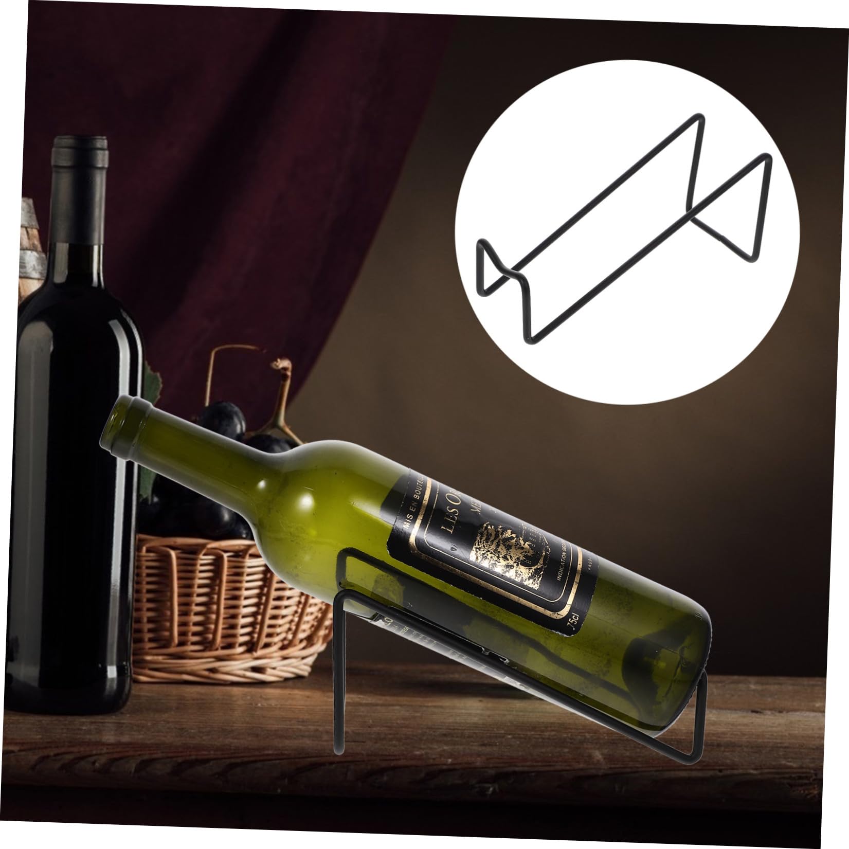 INOOMP Portabottiglie Supporto per Bottiglia di Vino in Ferro Nero da Tavolo 2 Pezzi Resistente e Portatile per Casa e Ristorante Elegante