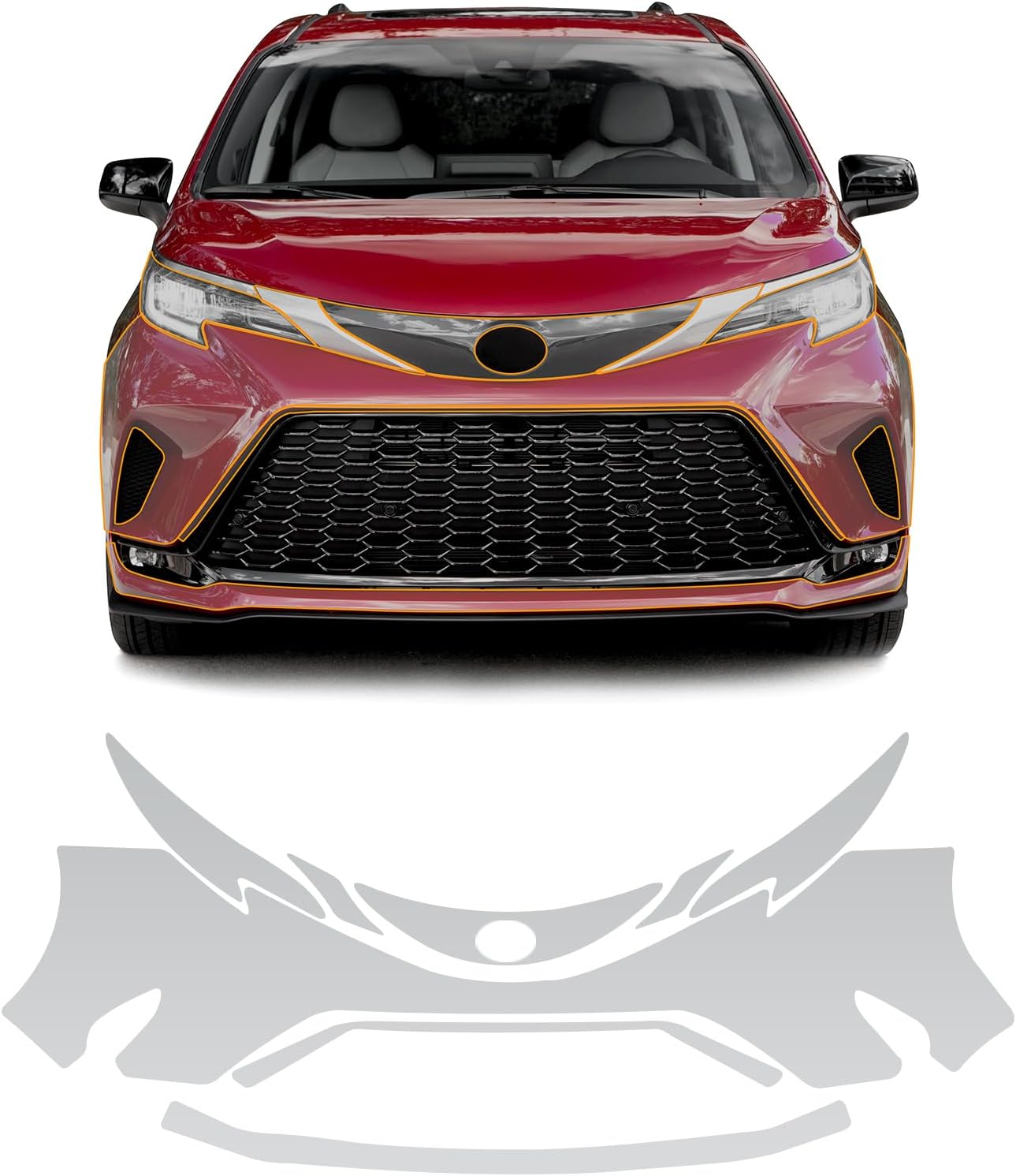 PPF for Toyota Sienna 2022-2023 Clear Car Pre-Cut Paint Protective Film Self Adhesive TPU Rainproof Waterproof HD Scratch Exterior Accessories (Front Bumper&Headlights 5Pcs)
