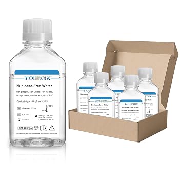 Ultra Pure Water, Nuclease Free Water Molecular Biology Grade, Sterilization, DNase, RNase, Protease, Endotoxins Pyrogen Free, PCR/RT-PCR Certified, 500ml/Bottle, 6 Bottles/Case
