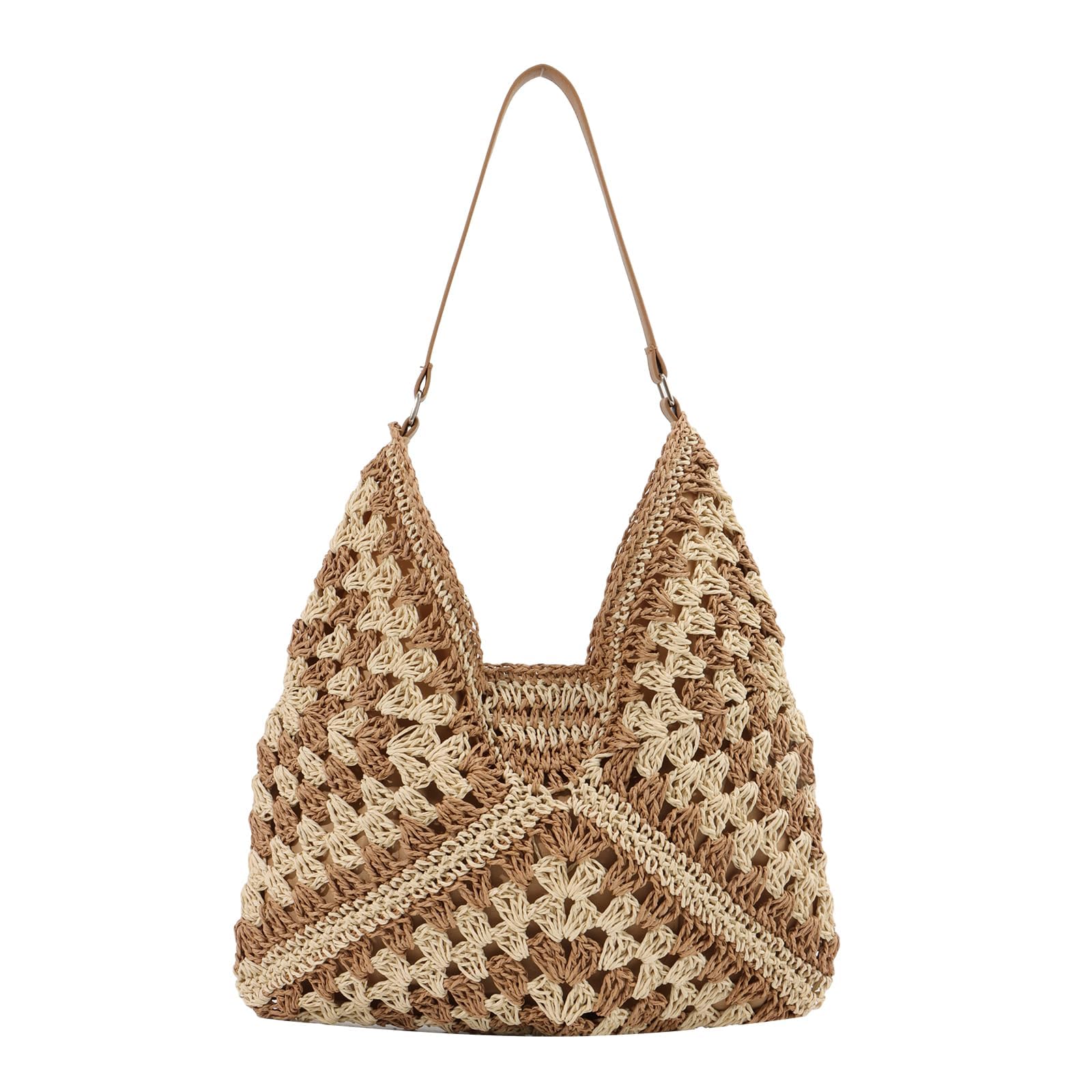 STAYOUNGStraw Hobo Bags for Women - Vintage Shoulder Bag, Everything Tote Bag, Designer Beach Bag Holiday Summer (Brown)