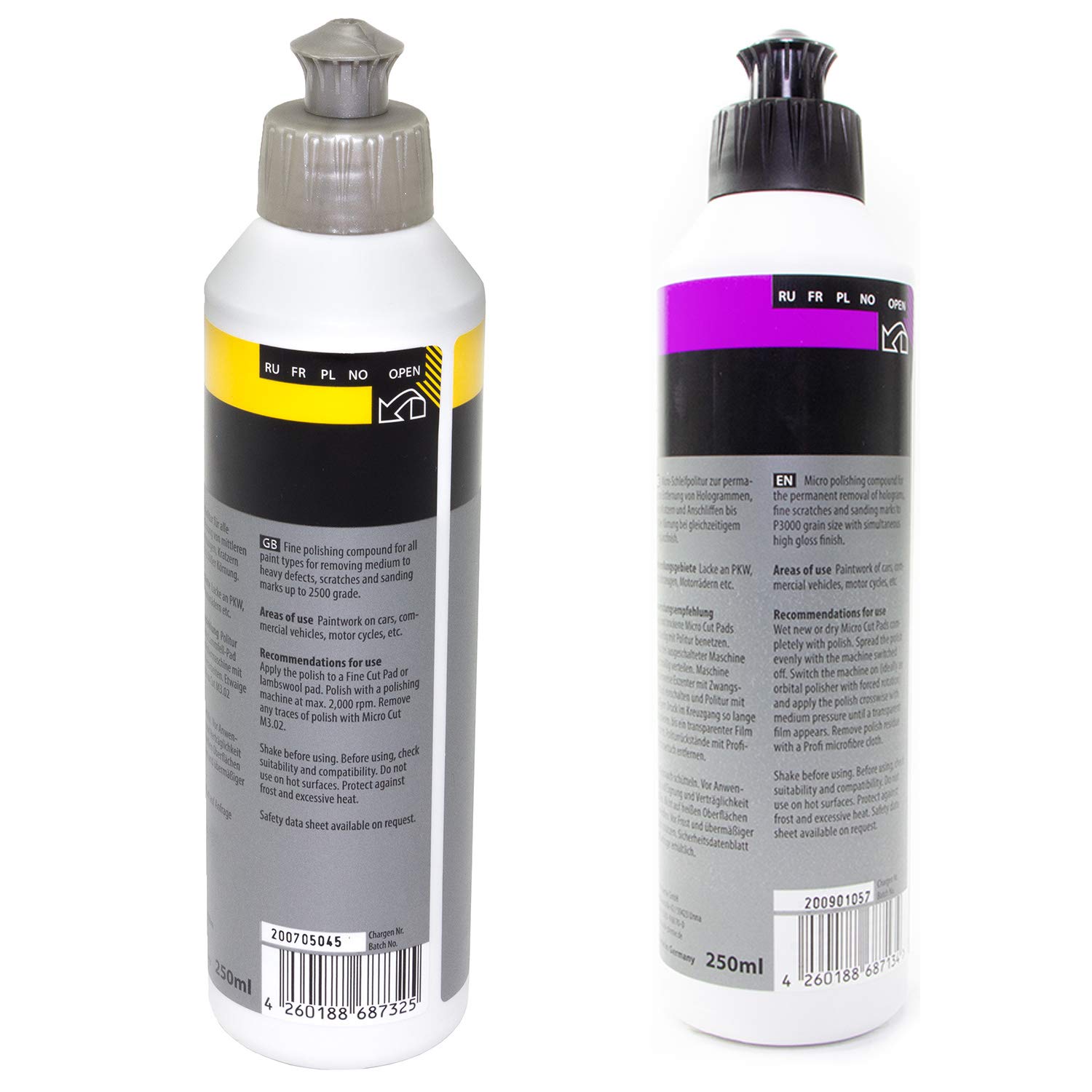 Fine Cut F6.01 politura do szlifowania drobno niezawieraj?ca oleju silikonowego i Micro Cut & Finish M3.02 Koch Chemie po 250 ml