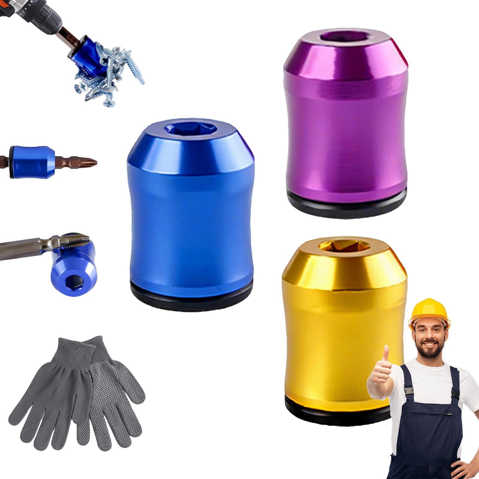 Magnetizer & Demagnetizer Tool Set, 2026 New Drill Magnetic Bit Holder, Strong Magnetic Screw Ring for 1/4" Hex Bits, Universal Magnetizers for Drills & Screwdrivers, Fast Magnetizing (D-1)