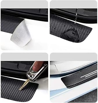 Car Rear Bumpers Protector Strip for Hyun-dai Tucson, Anti-scratch Carbon Fiber Trunk Sill Plate Trim Sticker - Self-adhesive - Car Body Styling Accessories,Black