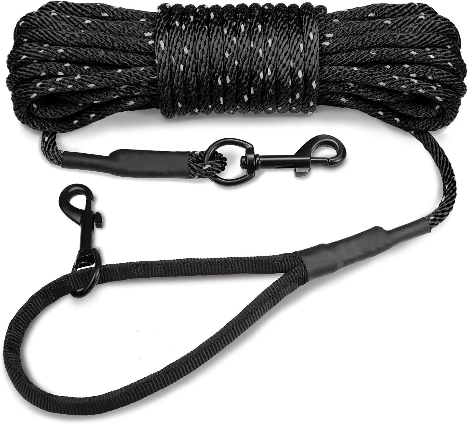 Joytale Long Training Lead for Dogs, 15/10/5M Strong Reflective Dog Training Leads with Soft Handle, Nylon Rope Long Line Dog Leads for Small and Puppy Dogs with 2 Hook Tie out, 10M, Black