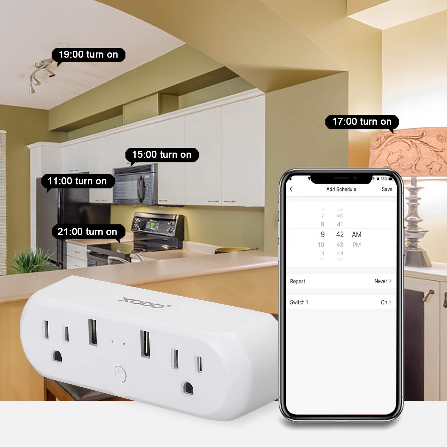 XODO WP3 Smart WiFi Plug - Wireless Remote Control by App Compatible with Alexa and Google Home Assistant — view 6