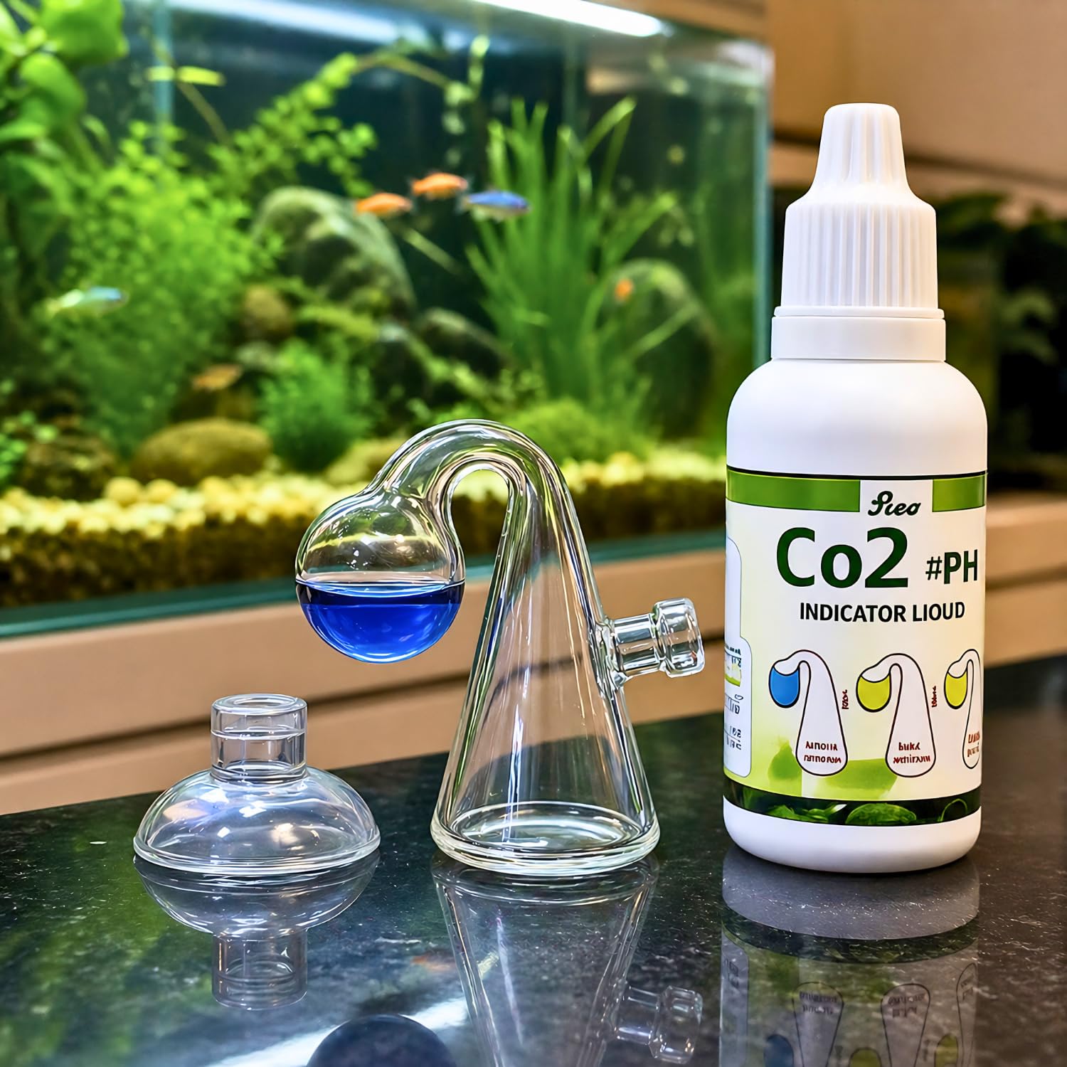 Vayinato Aquarium Co2 and pH Indicator Solution Liquid with Indicator Glass, 30ml - Co2 Drop Checker for Aquarium Fish Tank-image-11