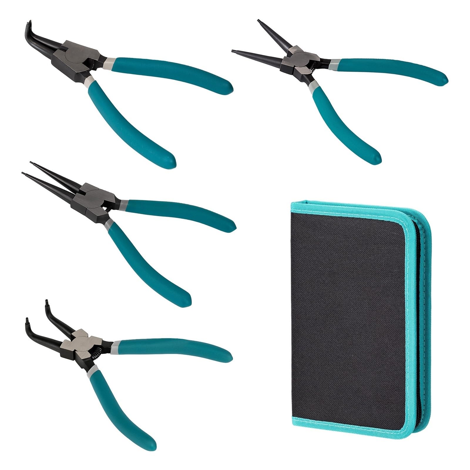 Juego de alicates anillo a presión 7 pulgadas, herramientas instalación Circlip interno/externo, extractor anillos a, mano con bolsa almacenamiento, 4 Uds