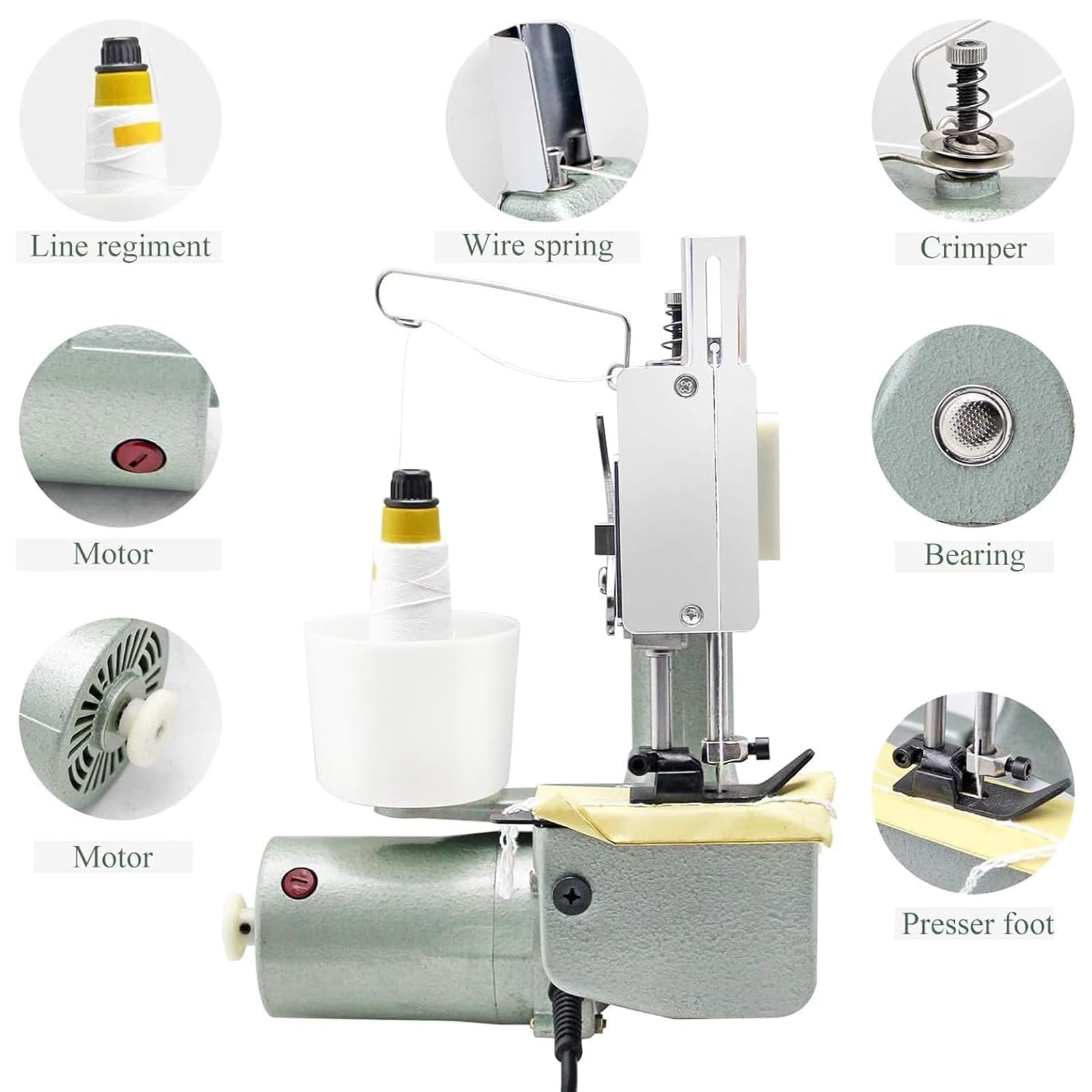 Macchina da cucire elettrica automatica, portatile, 800 punti/min, lunghezza regolabile del punto, per sacchetti tessuti, sacchi di riso, sacchetti in PP