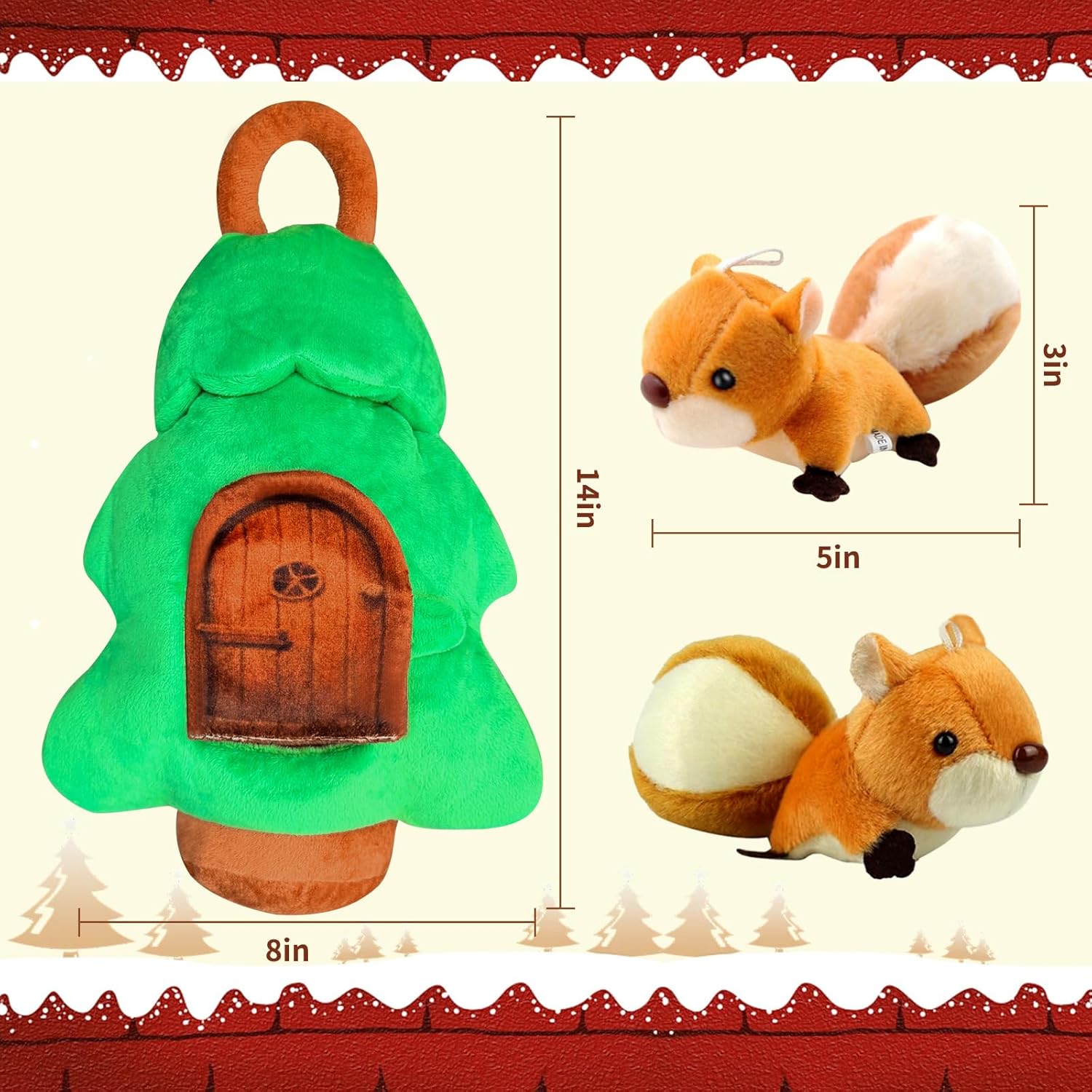 Squirrel Tree Baby Sensory Toy for 6-12 Months, Montessori Plush Hide and Seek Toy for Toddlers 1-3, Infant Developmental Stuffed Animal Playset with 5 Squirrels, Newborn Gift for Boys Girls