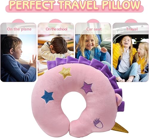 Miniatura 54 de H HOMEWINS Travel Pillow for Kids,Cute Animal Neck Pillow for Boys Girls,Soft Neck Head Chin Support Pillow,Travel Accessories for Airplane, Car