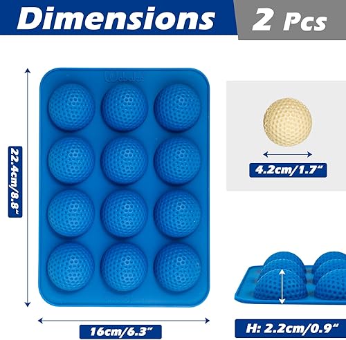 Miniatura 4 de Webake Moldes de silicona para bolas de golf, 12 cavidades, molde de golf para decoración de pasteles, chocolate, bomba de chocolate caliente,