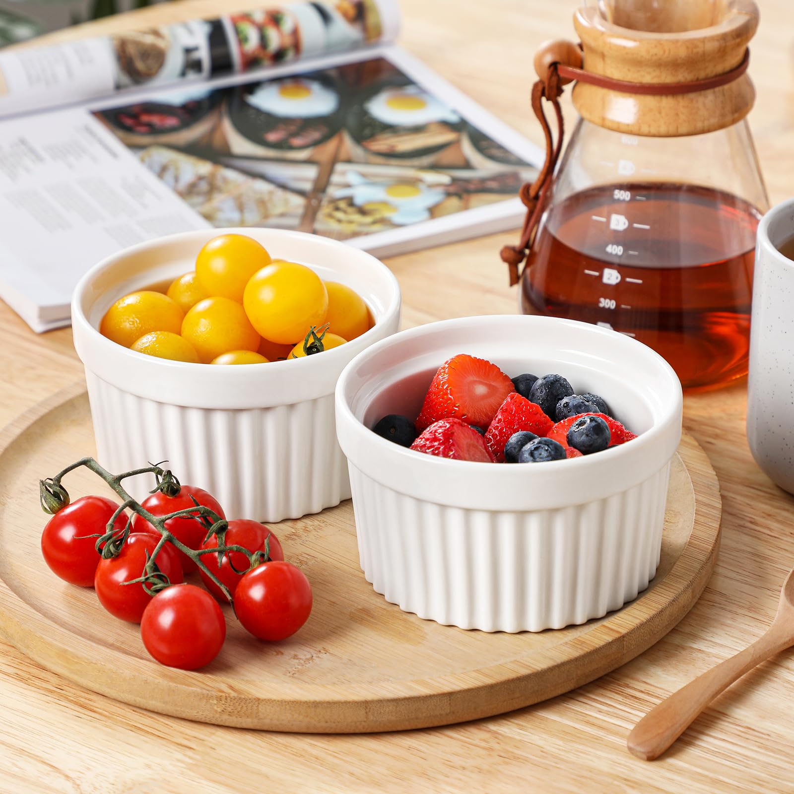 vancasso REMAKINS Pirottini per Soufflé Set, 6 X 380 ml Stampi per Soufflé, Mini Ciotole in Porcellana per Creme Brulè, Set da Stampi a Prova di Forno per Crema Pasticcera, Budino, Ø 11.5cm, Bianco
