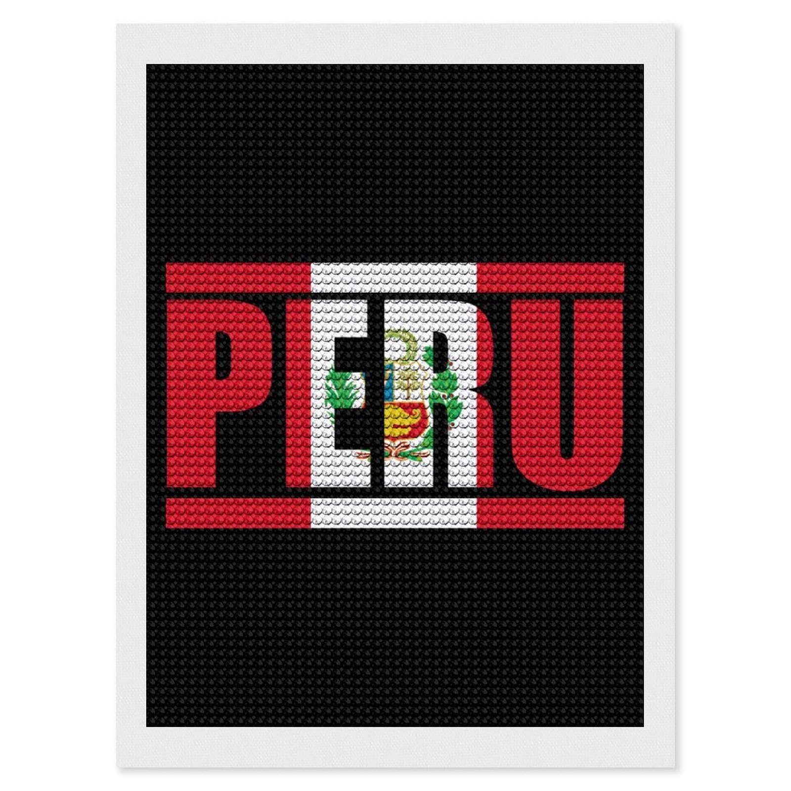 Nclqvjxzkhw Style Flag Of Peru Diamond Art Painting For Adult Round Diamonds Pictures Arts Crafts Home Wall Decor 12"X16"
