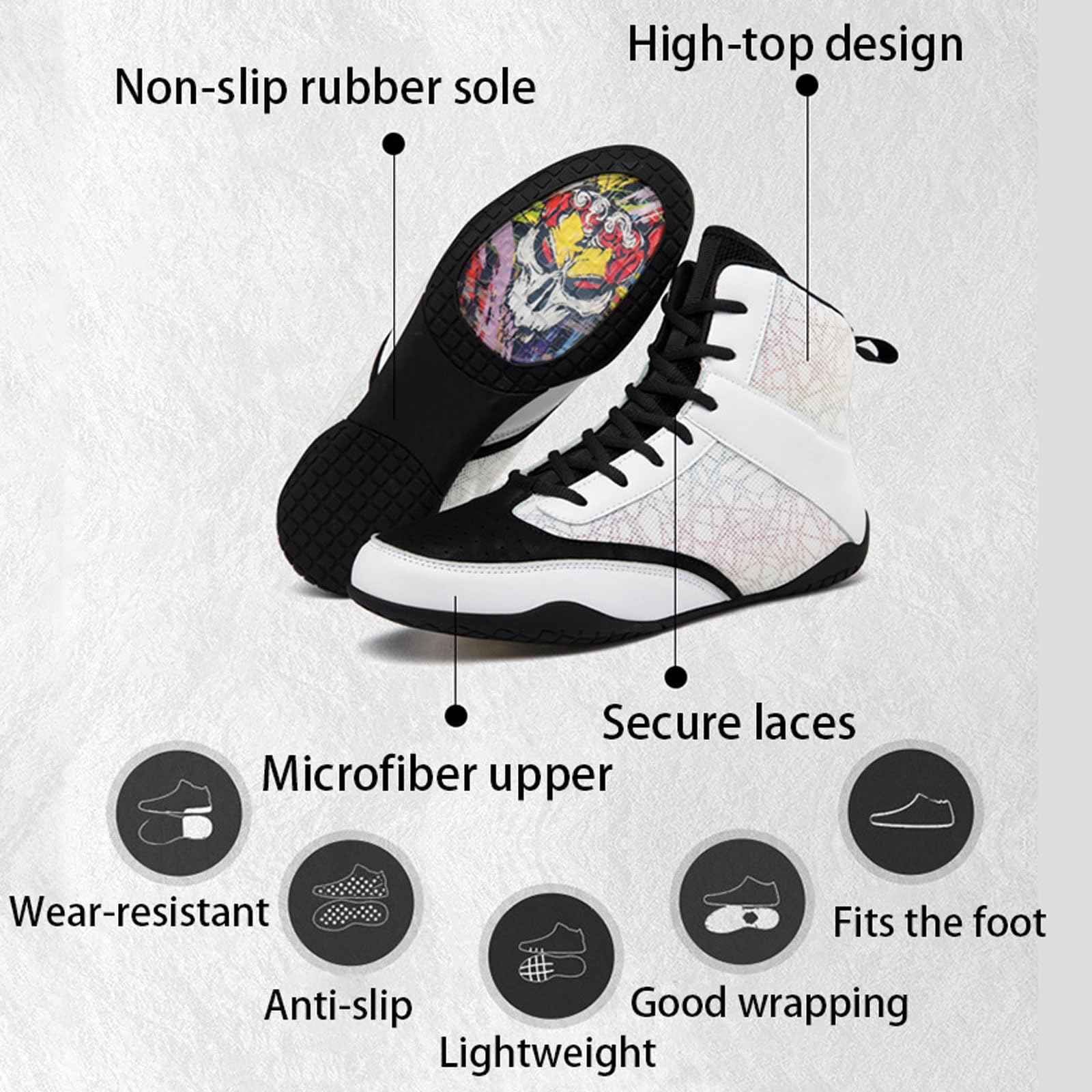 Buty zapaśnicze Lekkie antypoślizgowe buty treningowe do walki fitness. Buty bokserskie. Do treningu walki ćwiczeń fitness Muay Thai sztuki walki