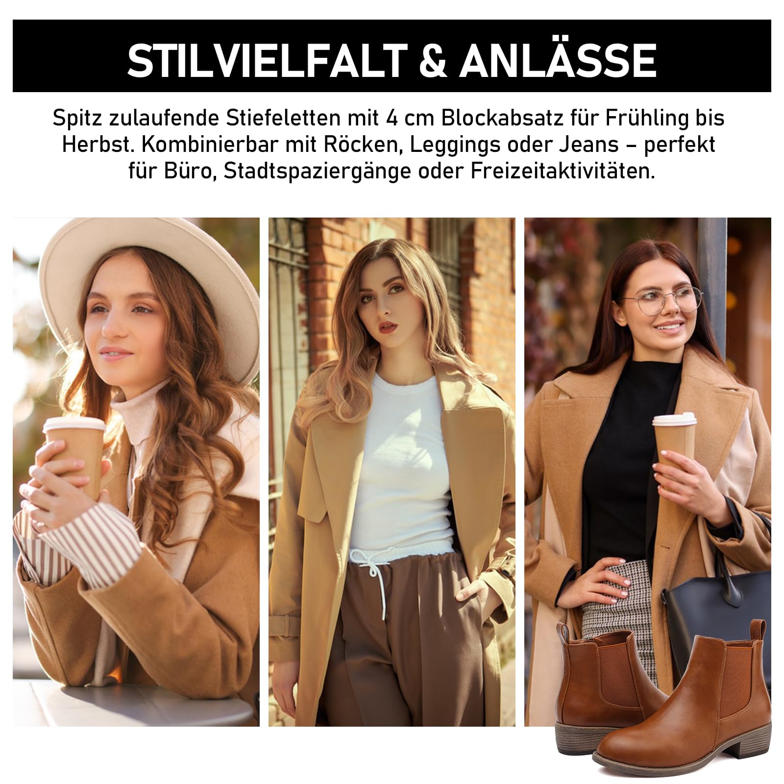 Stiefeletten Damen Knöchelstiefel Mit Reißverschluss Wasserdichte Leder Stiefeletten Stylische Chelsea Boots Mit Niedrigem Absatz Spitze Zehen Freizeitschuhe Herbst Winter Damenstiefel Schwarz Braun