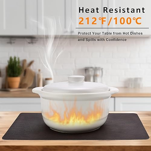 Miniatura 3 de SLKQG Juego de 6 manteles individuales de cuero, impermeables, lavables, resistentes al calor, antimanchas, a prueba de derrames, elegante diseño