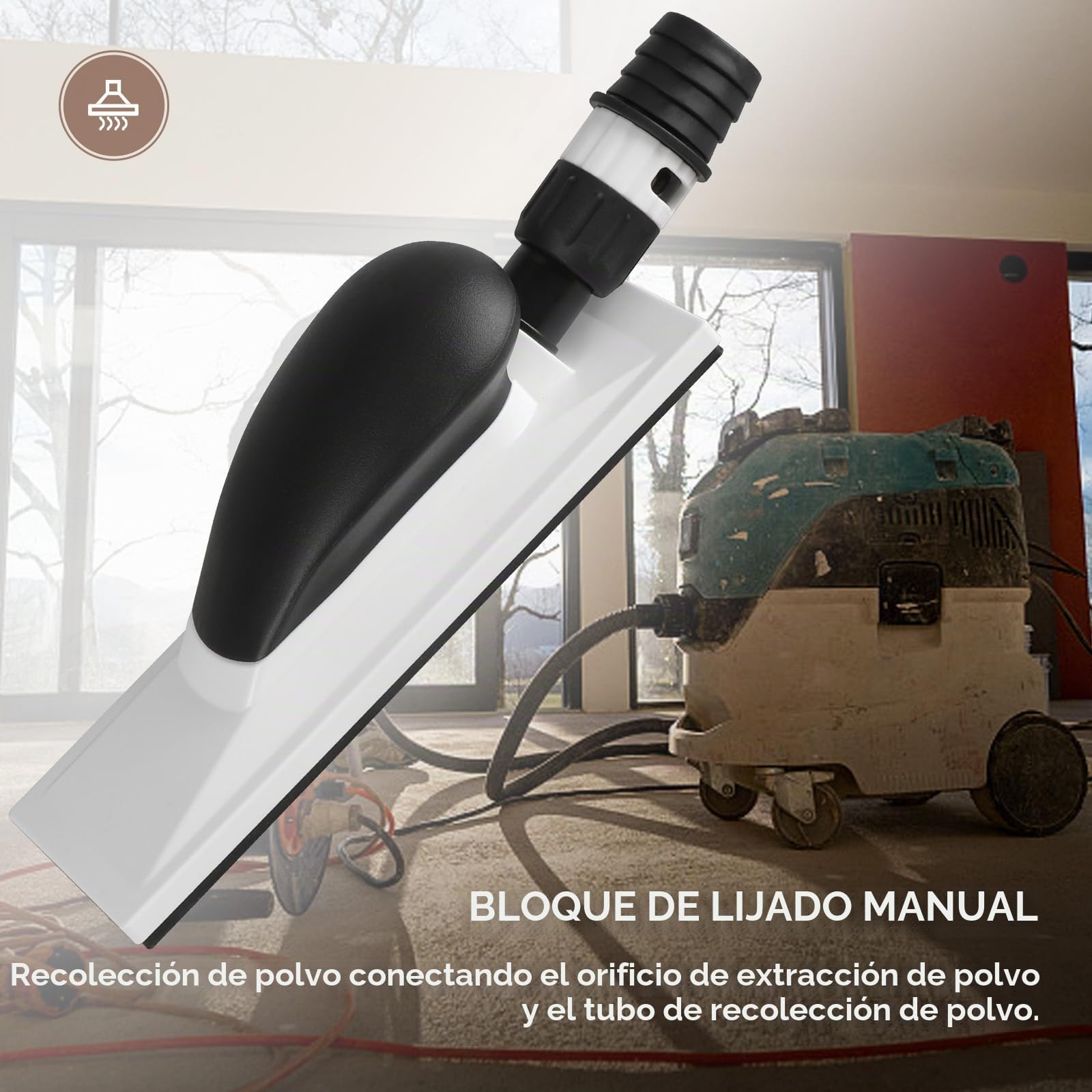 Lijadora manual con aspiración 200 x 70 mm, 51 agujeros, papel de lija de óxido de aluminio P80-P400, lijado sin polvo, para madera, espátula, barniz, plástico y metal, incluye 5 tiras de
