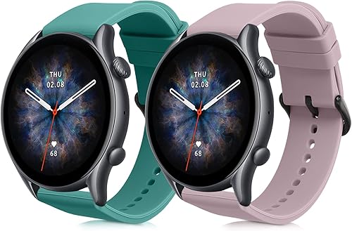 kwmobile Correas compatibles con Huami Amazfit GTR (1.77 pulgadas)  GTR 2  GTR 2e  GTR3  GTR 3 Pro - 2 correas de silicona de repuesto - Azul
