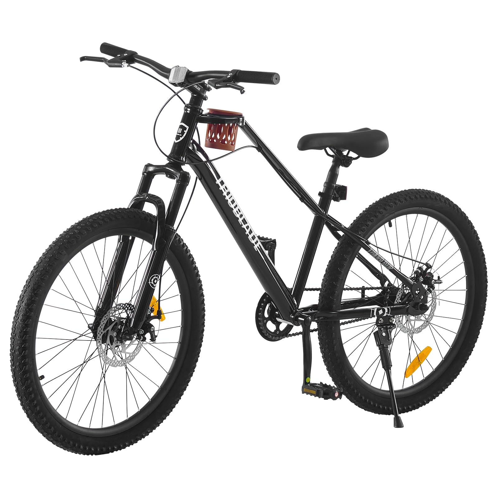 BSTSEL 20/24 Inch Wheels Cruiser Bike with Coffee Cup Holder, Dual Dis Brakes, Front Suspension Bicycle School/City Bike for Girls Boys Womens Mens Teenagers (Black, 24 Inch)