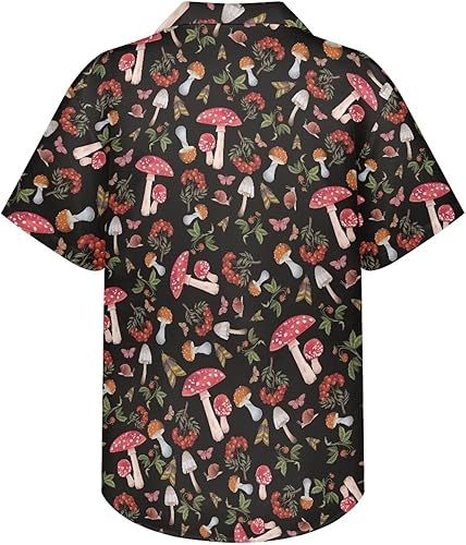 Vista 2 de PinUp Angel Camisa hawaiana para hombre, manga corta, a rayas, con botones, verano, playa, bloque de color, camisa de vestir para vacaciones