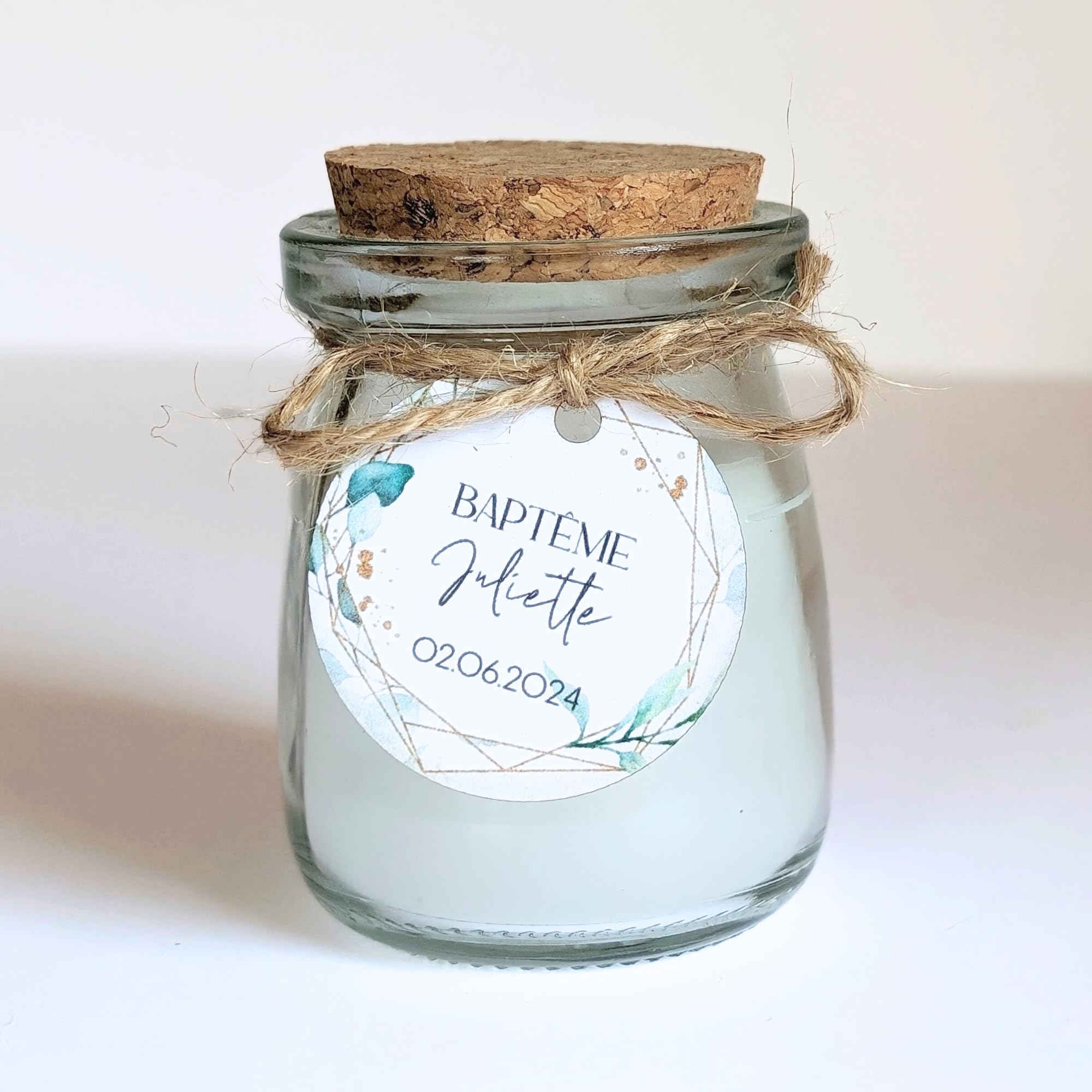 15 candele grandi personalizzate | 20H - 100ML - 60GR | Regalo ospite matrimonio, baby shower, battesimo, comunione, compleanno - Regalo grazie | TE Whaka