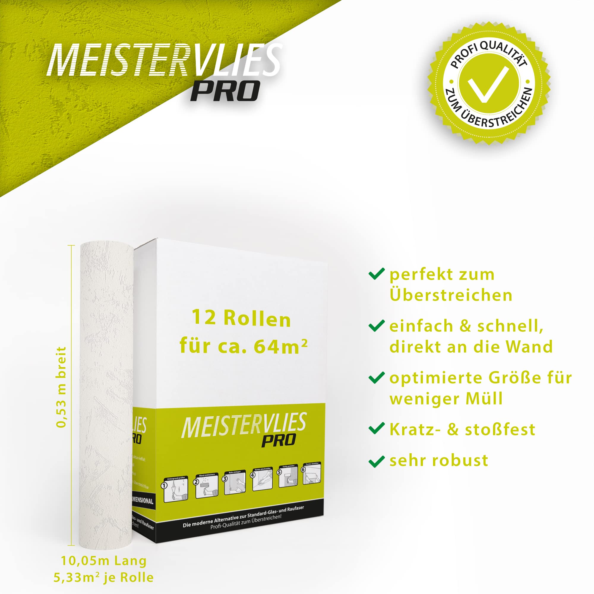 A.S. Création überstreichbare Vliestapete Meistervlies Tapete 25,00 m x 1,06 m weiß Made in Germany 520319 5203-19