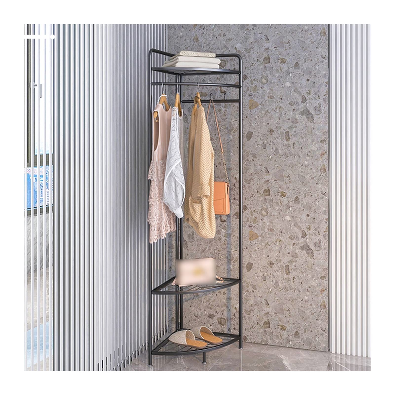 XINGLL Coat Rack Stand Clothes Rack Stand, Metal Garment Rack, Large Capacity Bedroom Entryway Hall Corner Office Closet Furniture, Hat Handbag Scarfs Shoe Umbrella Storage Shelf