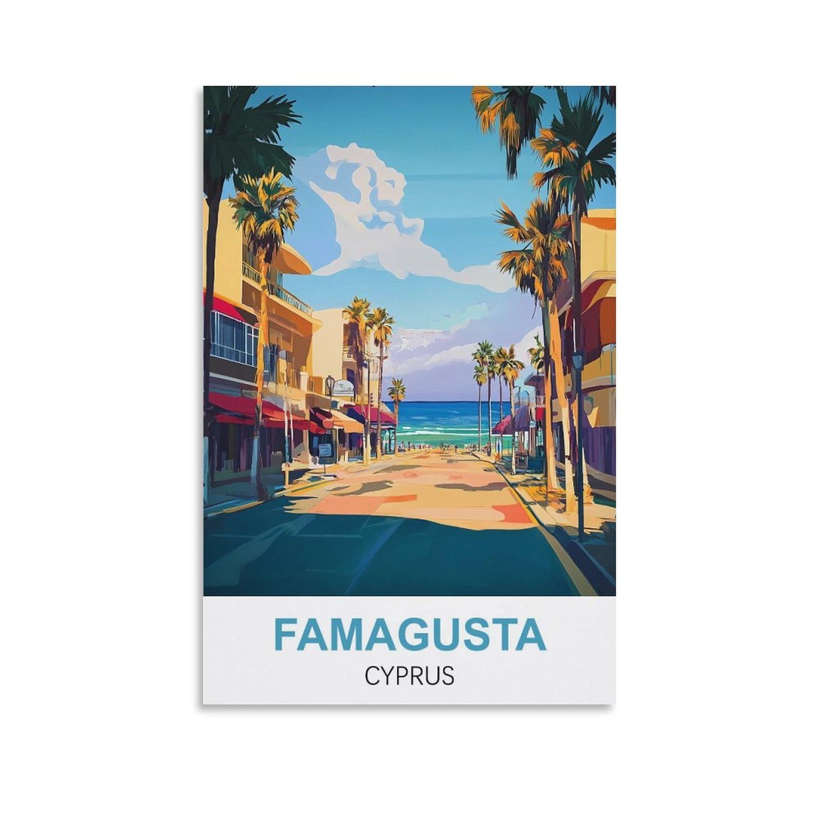 Hnrojico Unframe-Style Famagusta Cyprus Vintage Travel Poster 08X12inch(20X30cm) Canvas Wall Art Poster Prints
