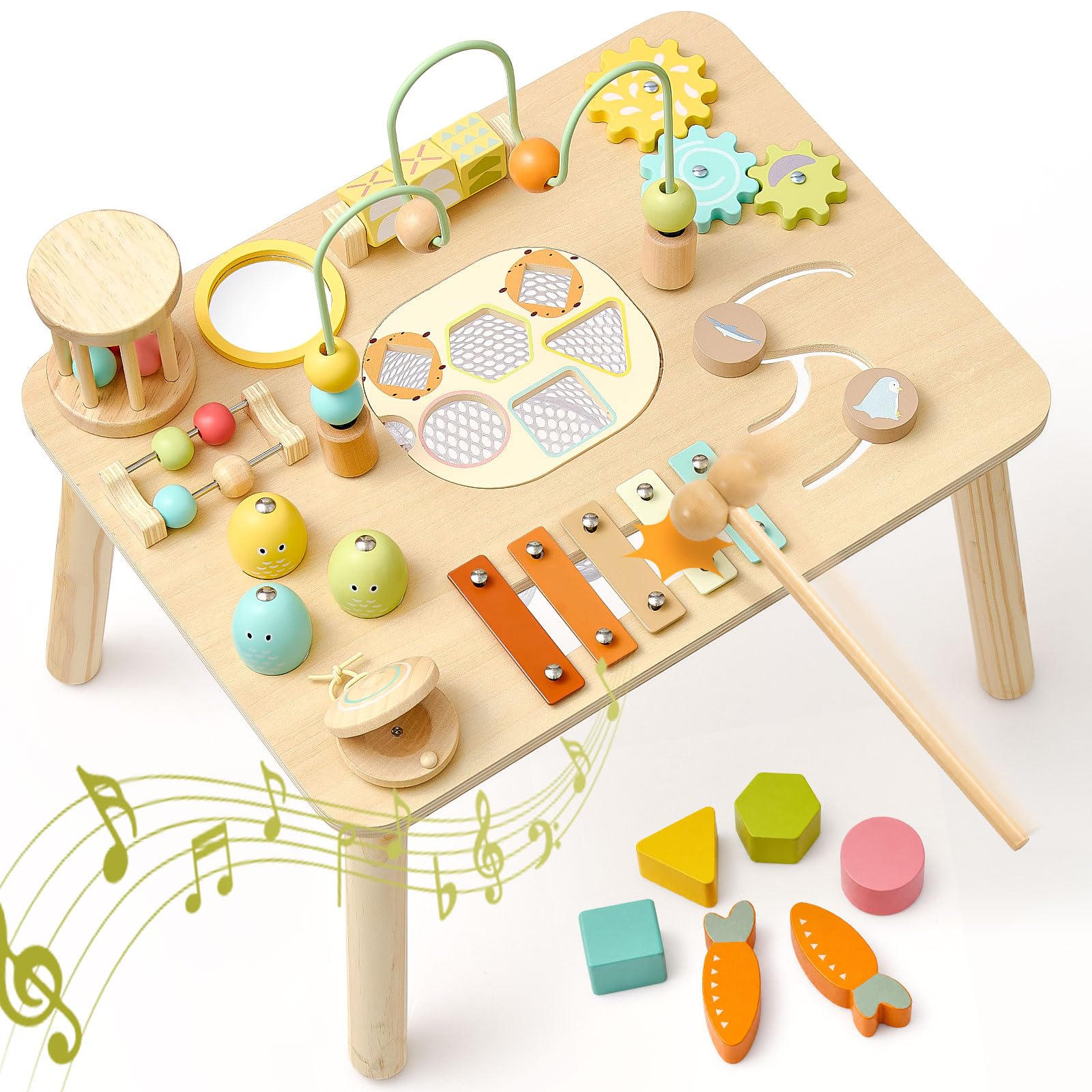 Atoylink Table d'Activité Bébé en Bois, Jouet Montessori Bébé