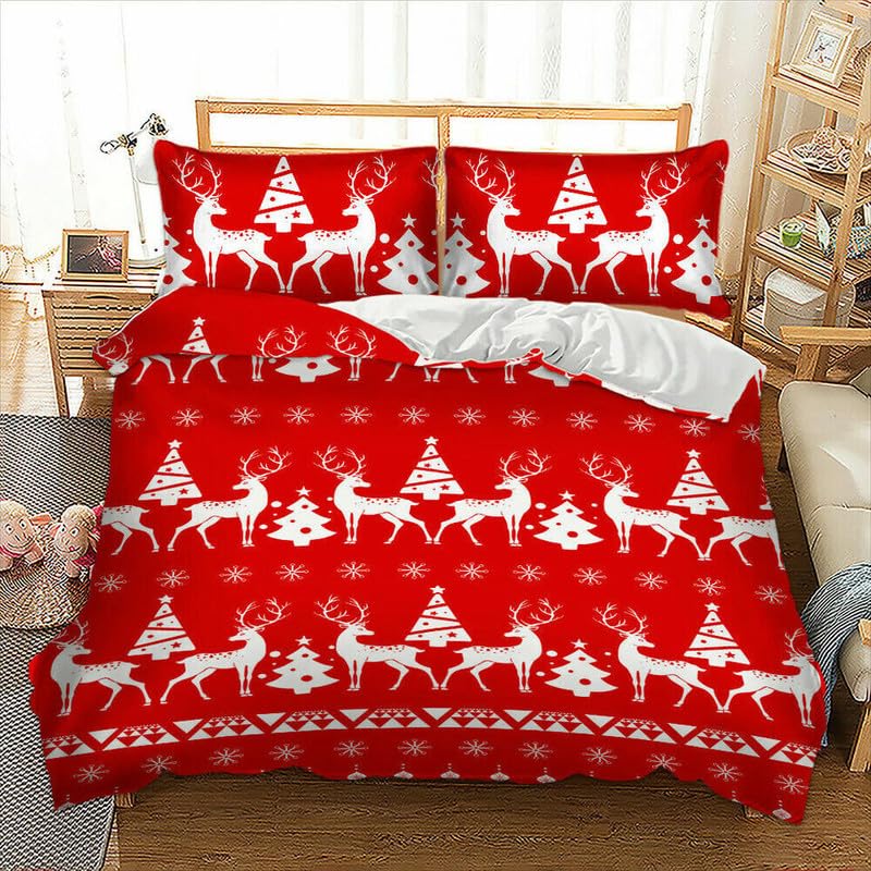 Parure de lit 240 x 260 rouge avec 2 taies 65x65 en microfibre 110g