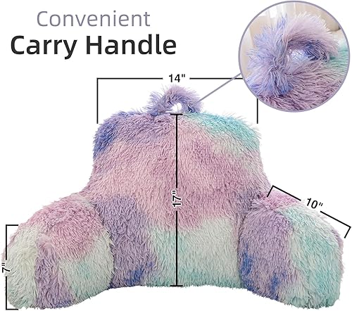 Miniatura 10 de A Nice Night Almohada de lectura de piel sintética con cuña para adultos y niños, respaldo con brazos y respaldo para la espalda, camasofá para