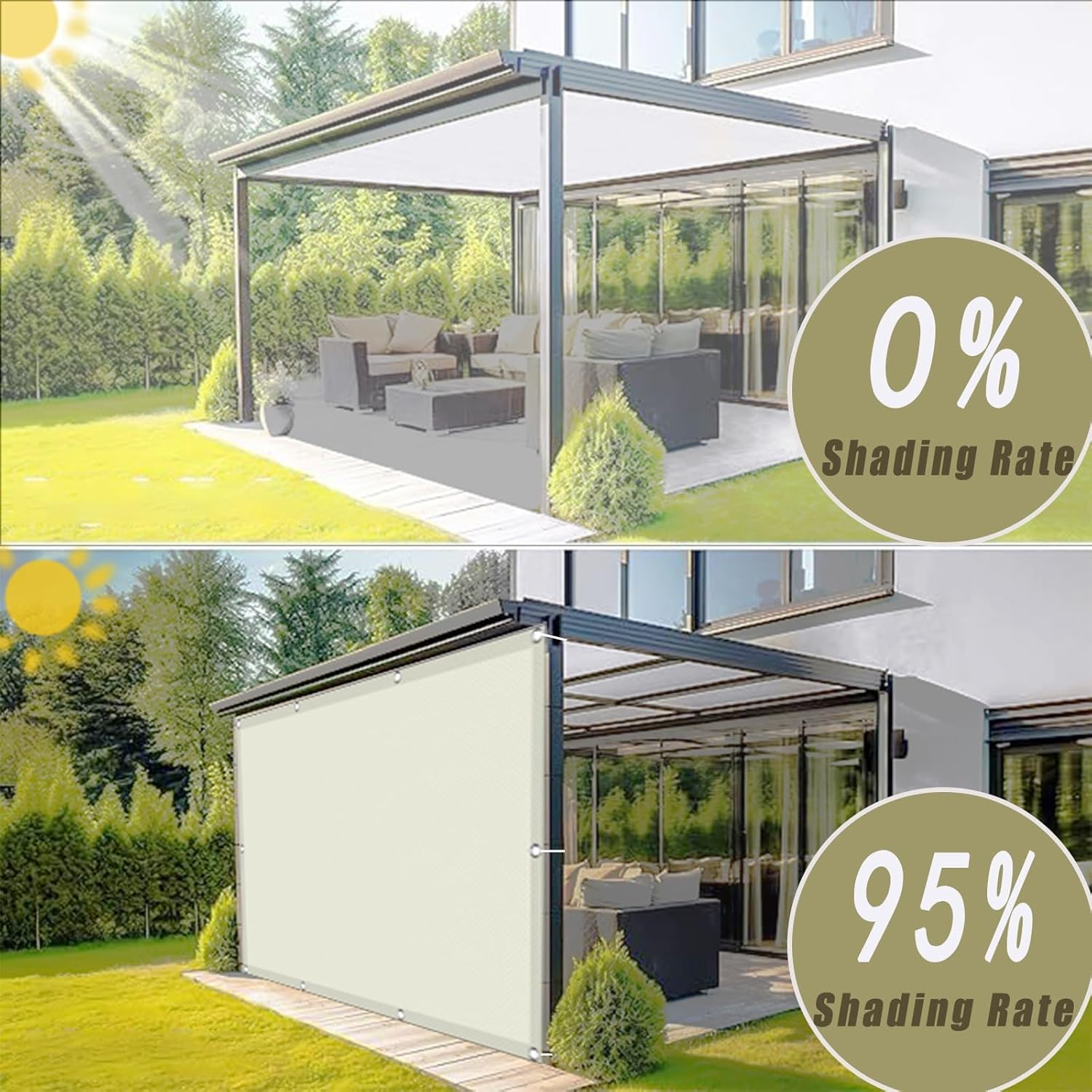 Wodoodporny pokrowiec na pawilon 4 x 4 m - ciężki Du jasnoszary baldachim tarasowy 95% ochrona przed promieniowaniem UV tkanina wół ning na zewnątrz BalconyPera - zamiennik Solut